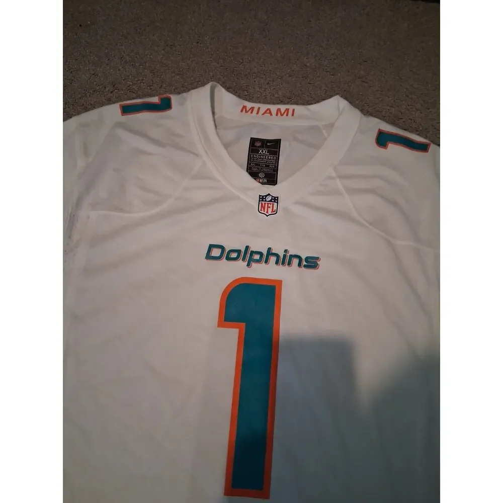 Nike Tua Tagovailoa Miami Dolphins White Vapor FUSE Jersey Men's Size XXL 2XL
